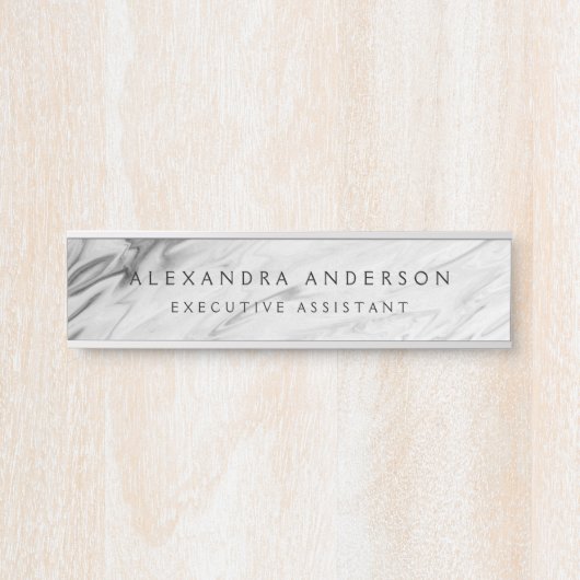 Minimalist Grijs Wit Marmer Professioneel Deurbordje (Voorkant)