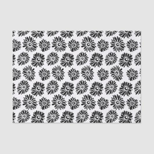 Minimalist Groovy Black and White Daisy Flowers Tissuepapier (Voorkant)