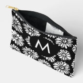 Minimalist Groovy Black and White Daisy Monogram Etui (Open)