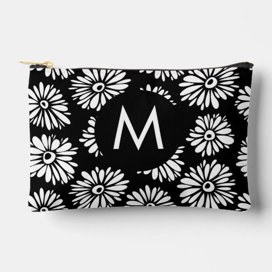 Minimalist Groovy Black and White Daisy Monogram Etui (Voorkant)
