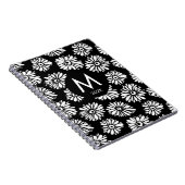 Minimalist Groovy Black and White Daisy Monogram Notitieboek (Rechterzijde)