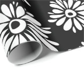 Minimalist Groovy Black and White Daisy Pattern Cadeaupapier (Rol Hoek)