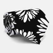 Minimalist Groovy Black and White Daisy Pattern Stropdas (Opgerold)