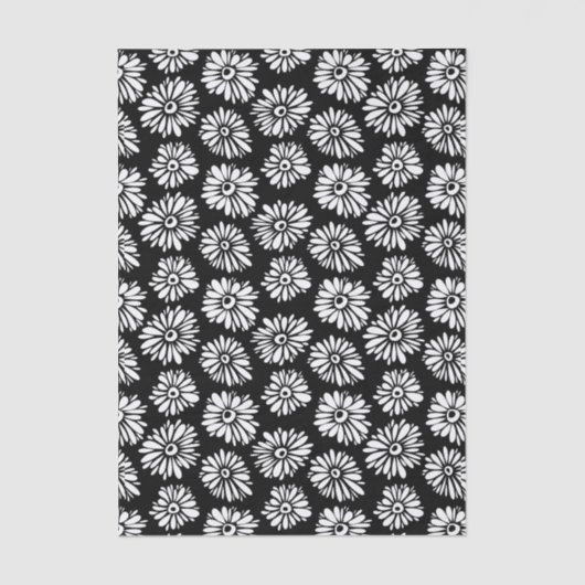 Minimalist Groovy Black and White Daisy Pattern Tissuepapier (Voorkant)