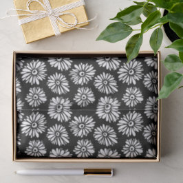 Minimalist Groovy Black and White Daisy Pattern Tissuepapier