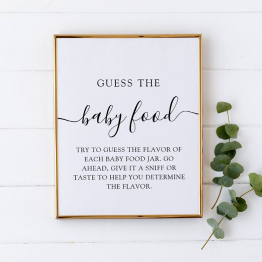 Minimalist Guess the Baby Food Baby shower Game Poster