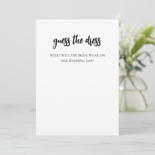 Minimalist Guess The Dress Vrijgezellenfeest Game  Kaart (Staand voorkant)