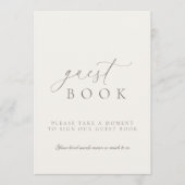 Minimalist Guest Book Wedding Sign in Soft Neutral Kaart (Voorkant)