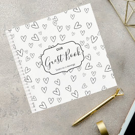 Minimalist Guest Book with Hand-Drawn Hearts Notitieboek