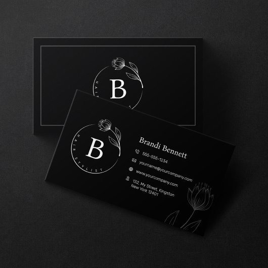 Minimalist Haarstylist Hand getrokken Floral Botan Visitekaartje