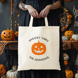 Minimalist Halloween – Personalized Family Name Tote Bag