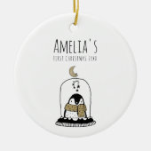 Minimalist Hand-Drawn Baby's First Christmas Keramisch Ornament (Voorkant)