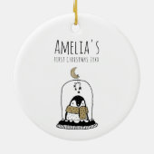 Minimalist Hand-Drawn Baby's First Christmas Keramisch Ornament (Achterkant)