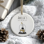 Minimalist Hand-Drawn Baby's First Christmas Keramisch Ornament