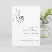 Minimalist Hand Drawn Bride Lovely Bridal Shower Kaart (Staand voorkant)