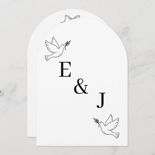 Minimalist Hand Drawn Wedding Invitation Kaart (Voorkant / Achterkant)