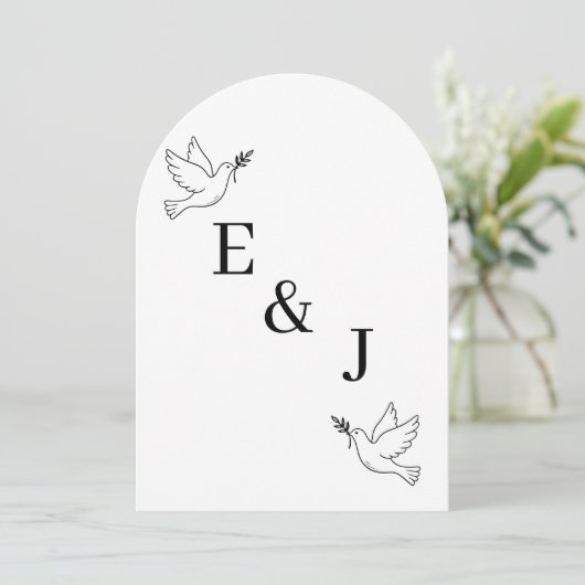 Minimalist Hand Drawn Wedding Invitation Kaart (Staand voorkant)