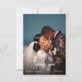 Minimalist Hand Lettered Photo Script Wedding Bedankkaart (Voorkant)
