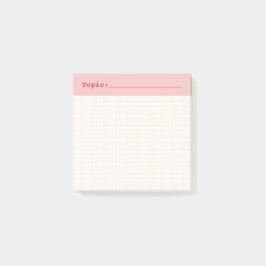 Minimalist HandDrawn Grid Topic Header Ballet Pink Post-it® Notes