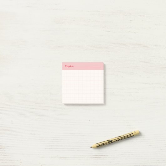 Minimalist HandDrawn Grid Topic Header Ballet Pink Post-it® Notes (Op bureau)
