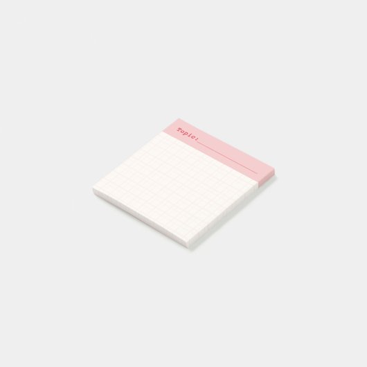 Minimalist HandDrawn Grid Topic Header Ballet Pink Post-it® Notes (Schuin)