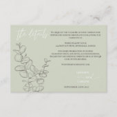 Minimalist handdrawn leaves sage green details QR  Informatiekaartje (Voorkant)