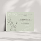 Minimalist handdrawn leaves sage green details QR  Informatiekaartje