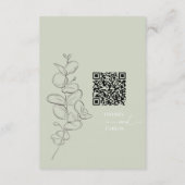 Minimalist handdrawn leaves sage green details QR Informatiekaartje (Achterkant)