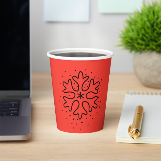 Minimalist handdrawn snowflake papieren bekers (Insitu)