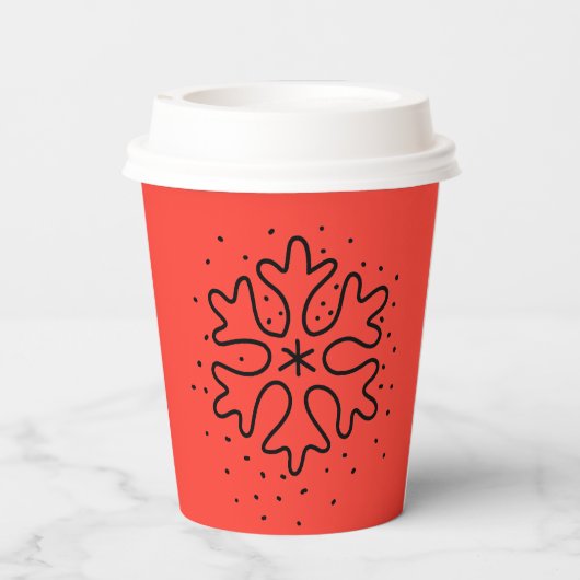 Minimalist handdrawn snowflake papieren bekers (Achterkant)