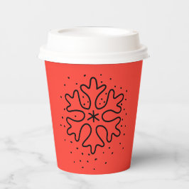 Minimalist handdrawn snowflake papieren bekers