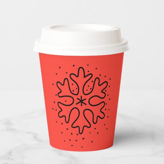 Minimalist handdrawn snowflake papieren bekers (Voorkant)
