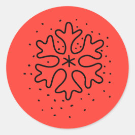 Minimalist handdrawn snowflake ronde sticker