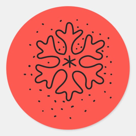 Minimalist handdrawn snowflake ronde sticker (Voorkant)