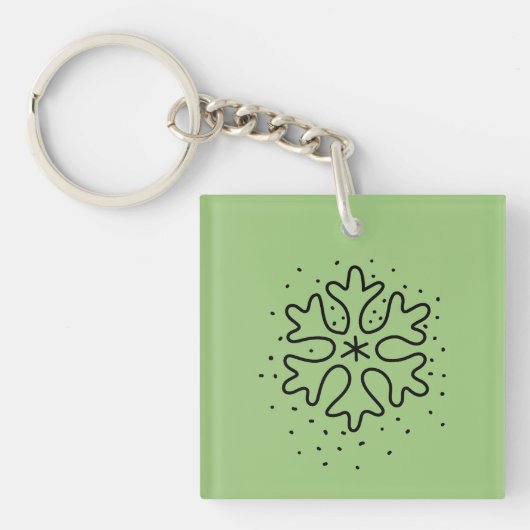 Minimalist handdrawn snowflake sleutelhanger (Voorkant)