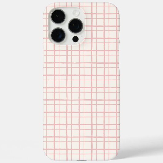 Minimalist HandDrawn Wobbly Grid Check Ballet Pink Case-Mate iPhone Case (Achterkant)