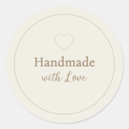 Minimalist "Handmade with Love" Cream Ronde Sticker