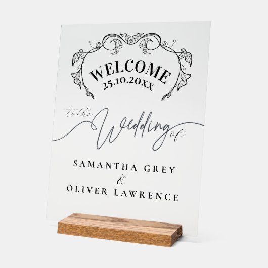 Minimalist Handwritten Elegant Welcome Sign Acryl Bord (Hoek)