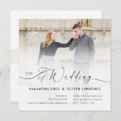 Minimalist Handwritten Photo Wedding Invitation Save The Date (Voorkant / Achterkant)