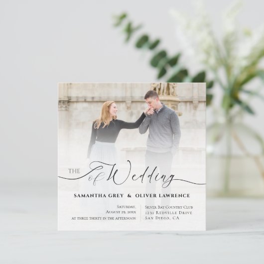 Minimalist Handwritten Photo Wedding Invitation  Save The Date (Staand voorkant)