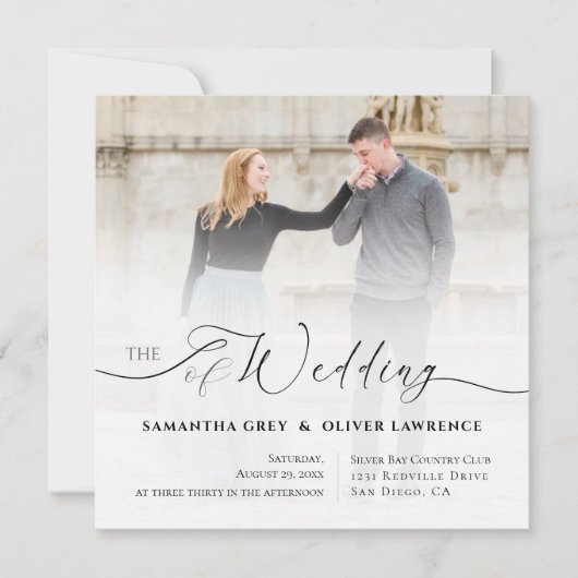 Minimalist Handwritten Photo Wedding Invitation Save The Date (Voorkant)