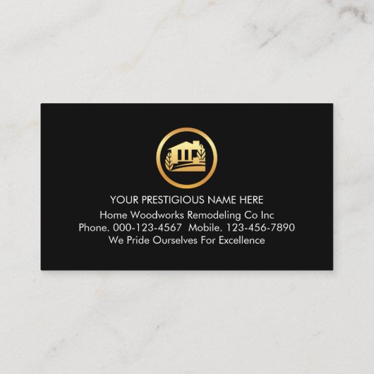 Minimalist Handyman Tools In Gold Frame Visitekaartje (Achterkant)