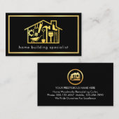 Minimalist Handyman Tools In Gold Frame Visitekaartje (Voorkant / Achterkant)