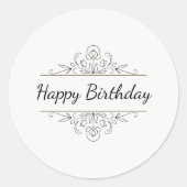 Minimalist Happy Birthday Classic Round Sticker (Voorkant)