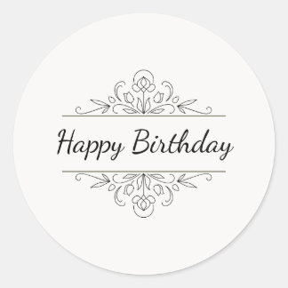 Minimalist Happy Birthday Classic Round Sticker 