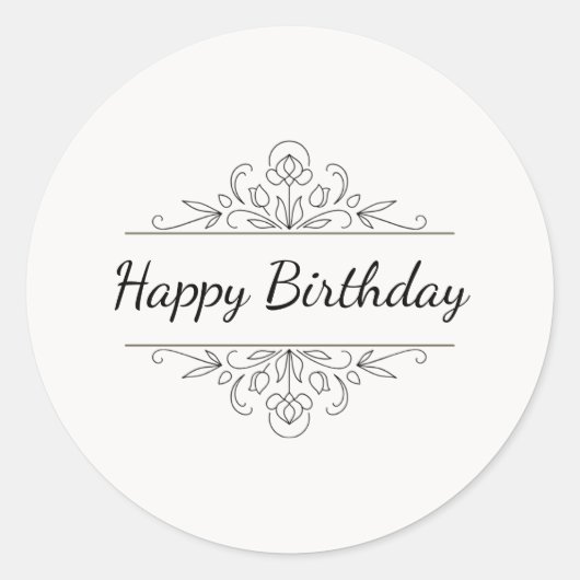 Minimalist Happy Birthday Classic Round Sticker  (Voorkant)