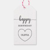 Minimalist Happy Birthday Heart Frame Cadeaulabel (Achterkant)