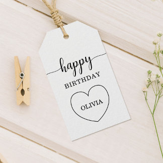 Minimalist Happy Birthday Heart Frame Cadeaulabel