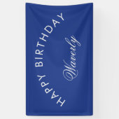 Minimalist Happy Birthday Royal Blue Spandoek (Verticaal)