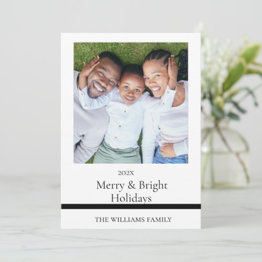 Minimalist Happy Holidays Card with Custom Name Feestdagenkaart (Staand voorkant)